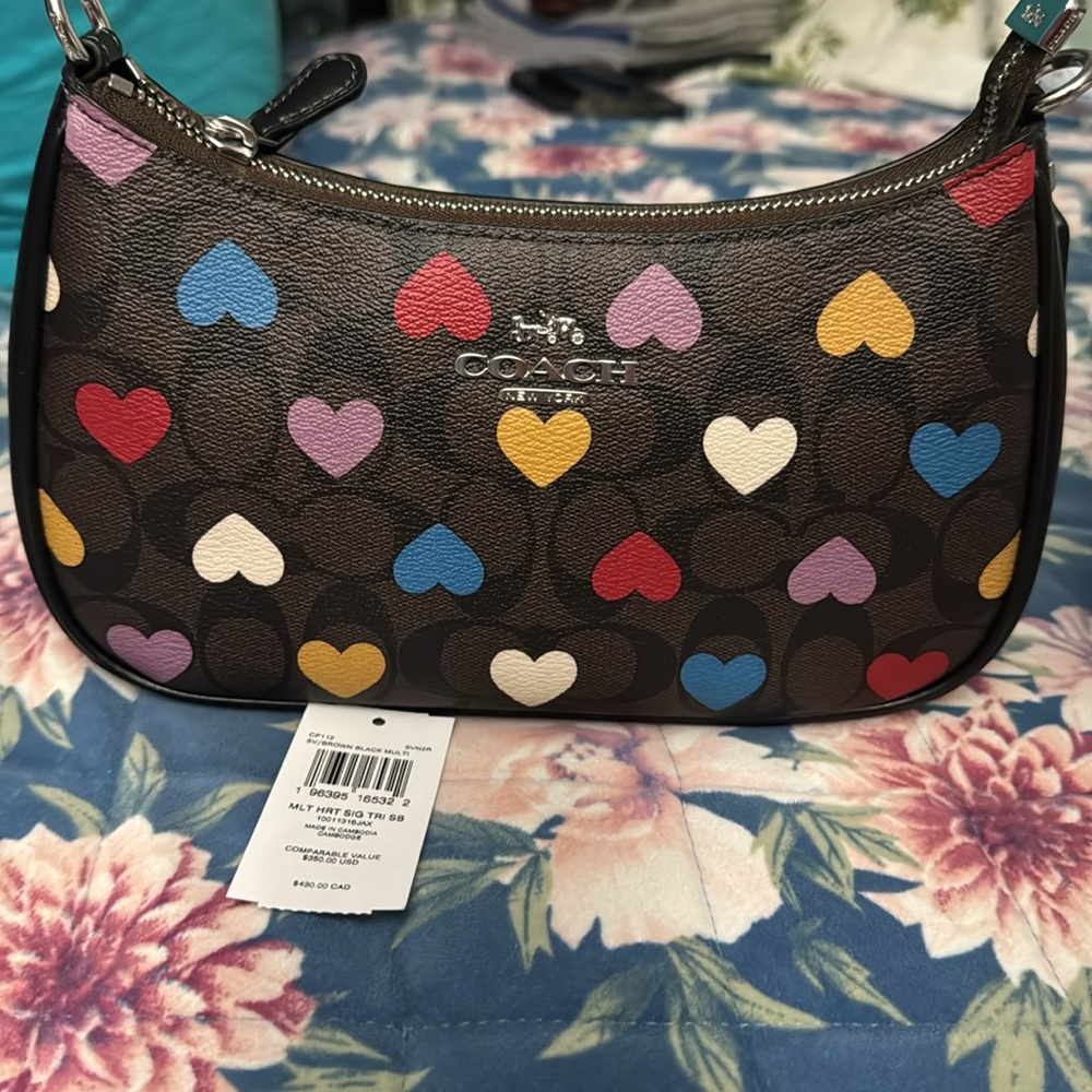 NWT - Teri Shoulder Bag -  Multicolor Heart Print Shoulder Bag